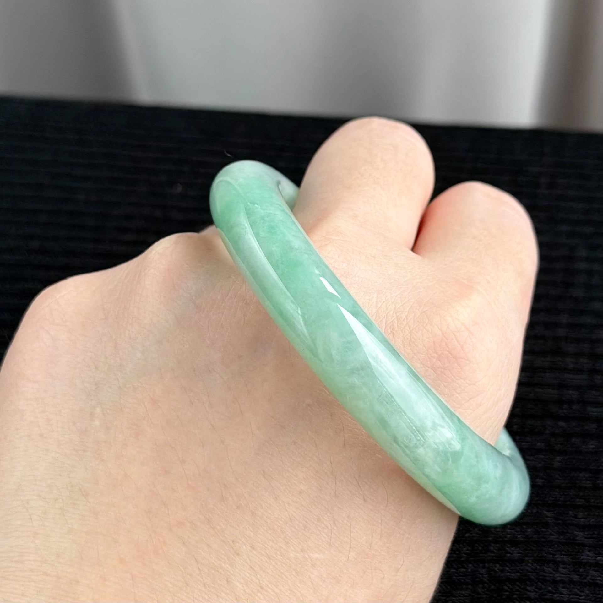 Whispers of the Jade Petal 56.4mm Jadeite Bangle 碧瓣清语