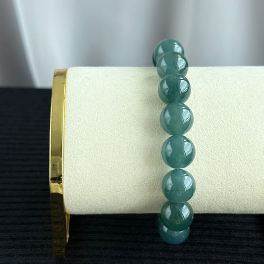 Deep Aqua Realm 12.0mm Jadeite Bracelet 深澄青境