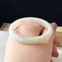 Load image into Gallery viewer, 112851 51.2mm Slim Translucent Snow Pear White Jade Bangle
