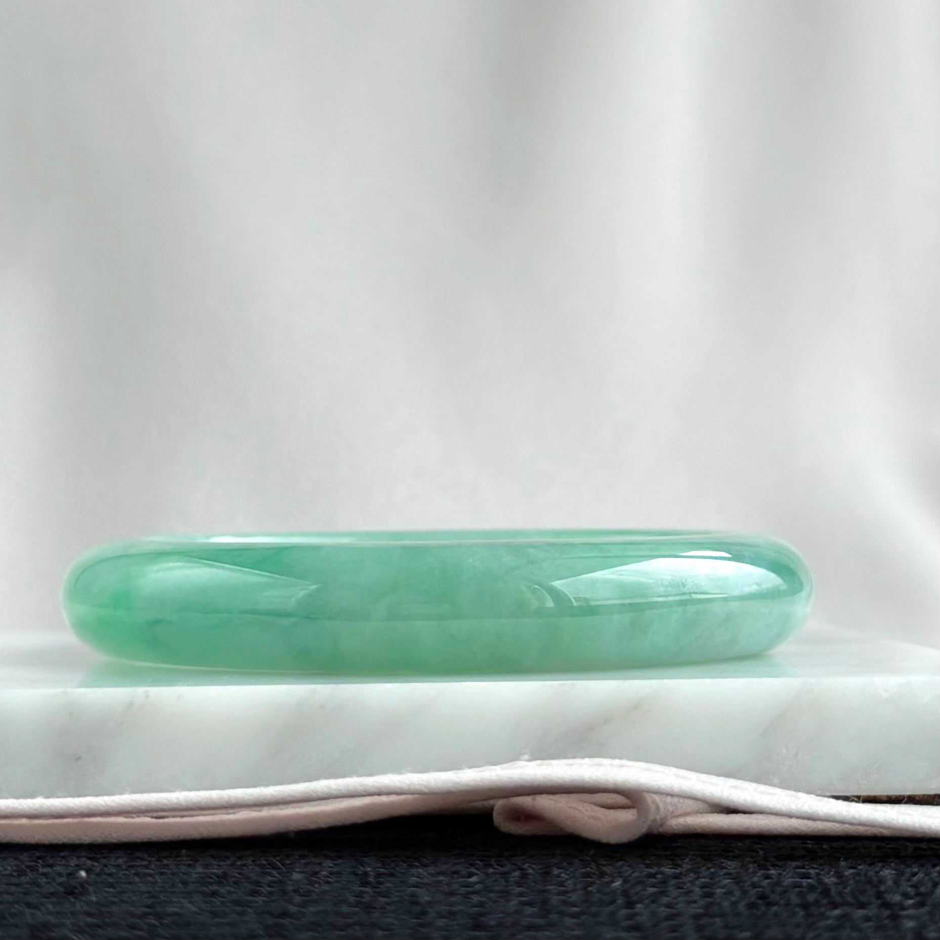 Whispers of the Jade Petal 56.4mm Jadeite Bangle 碧瓣清语
