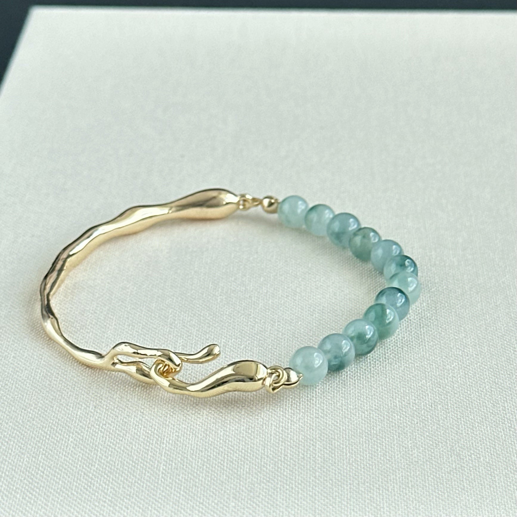 120588 Blue Mirage Type A Jadeite Cuff Bracelet