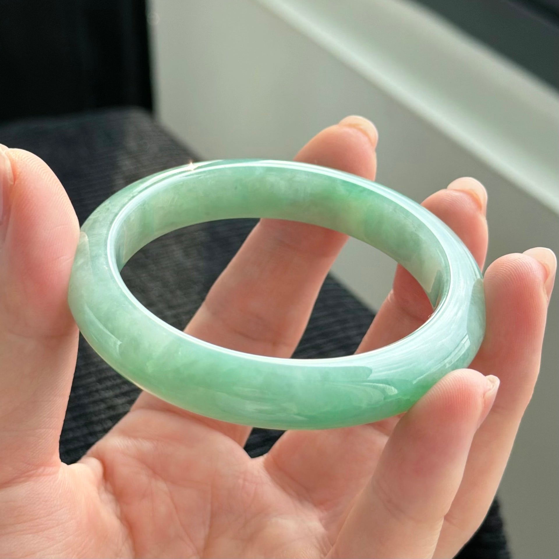 Whispers of the Jade Petal 56.4mm Jadeite Bangle 碧瓣清语