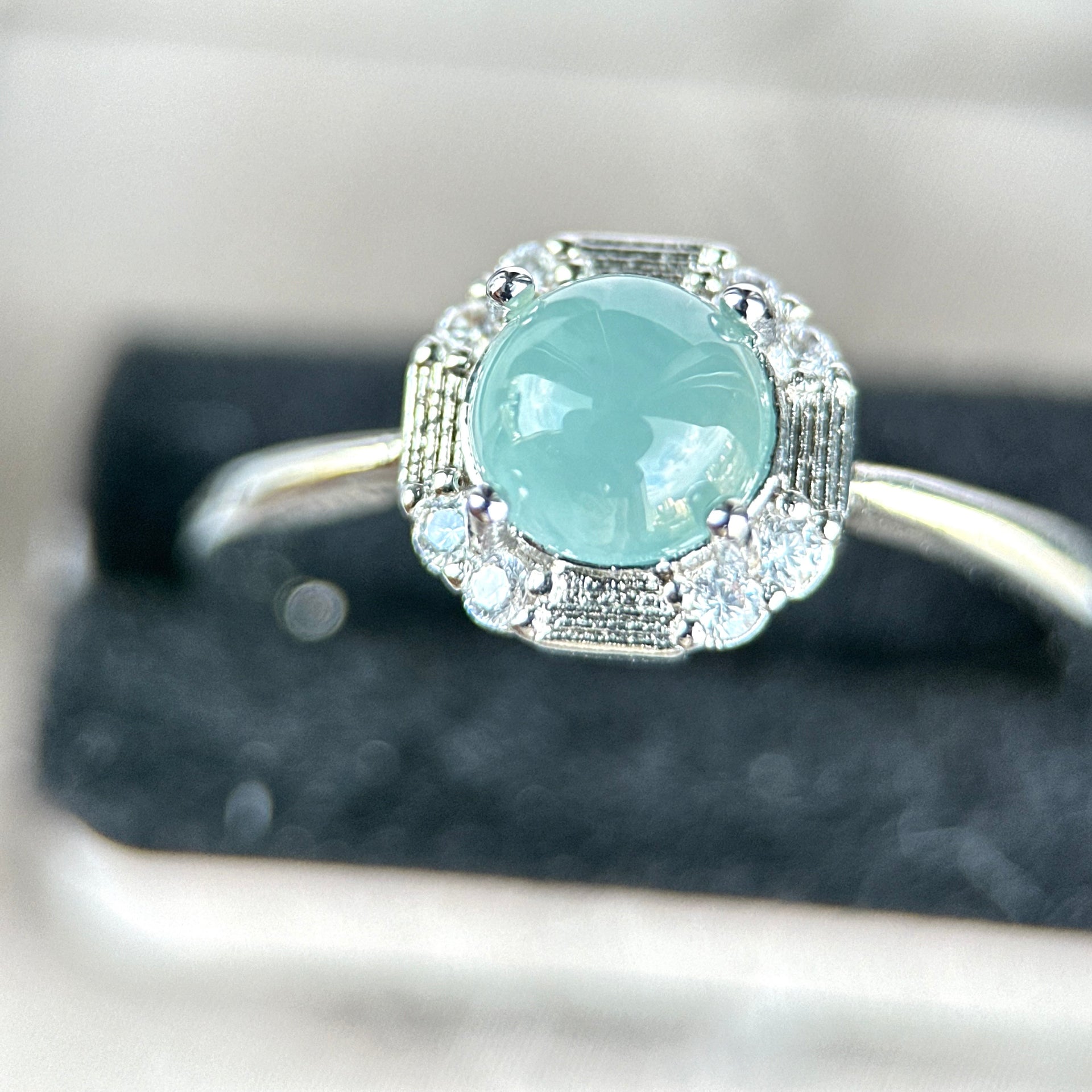 101888 Highly Translucent Sky Blue Jadeite Stud Earring and Ring