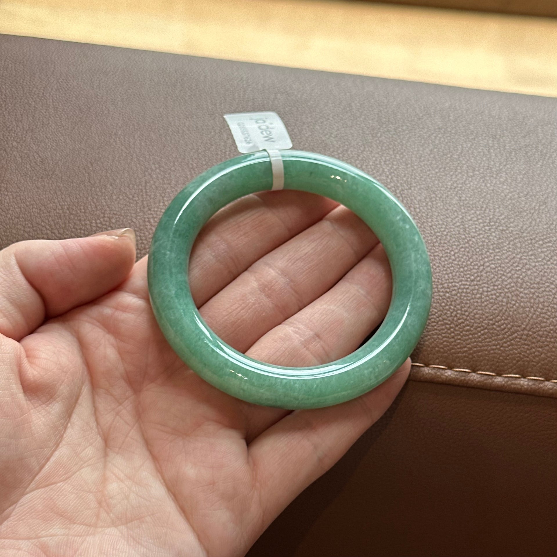 10653 53.5mm Full Apple Green Rounded Jadeite Bangle