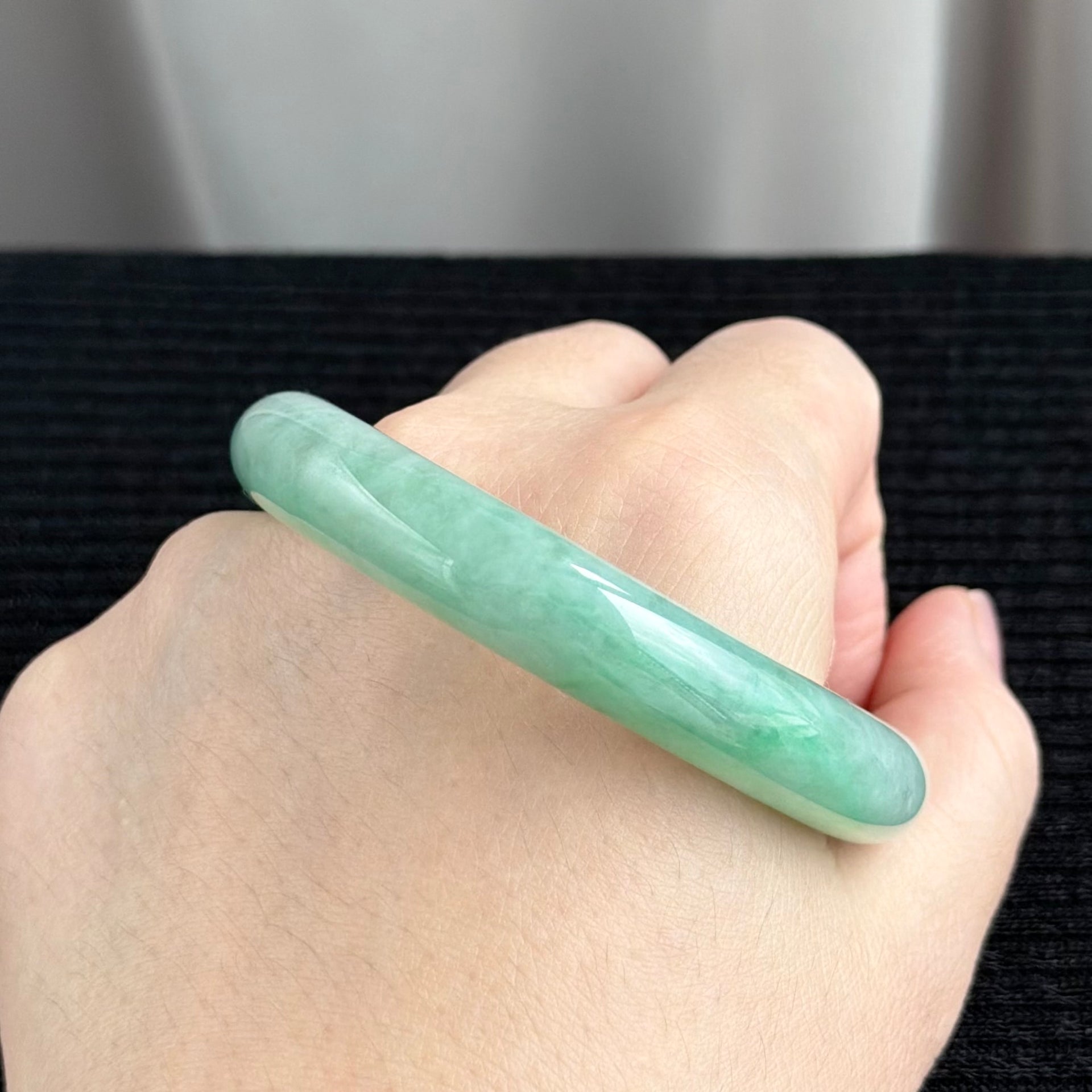 Whispers of the Jade Petal 56.4mm Jadeite Bangle 碧瓣清语