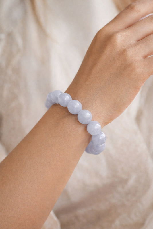 The Violet Empress Strand 12.0mm Jadeite Bracelet 紫韵天香