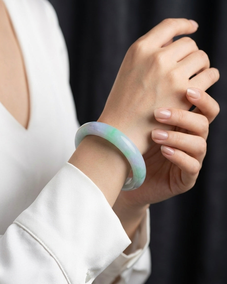 Twilight at Giverny 55.5mm Jadeite Bangle 莫奈暮色 (Preview)