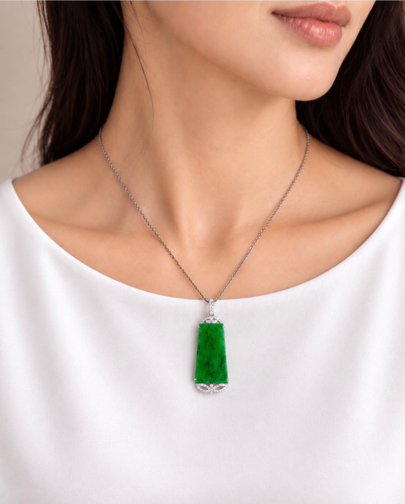 Deep Emerald Bloom Jade Pendant 浓翠藏花 (Preview)