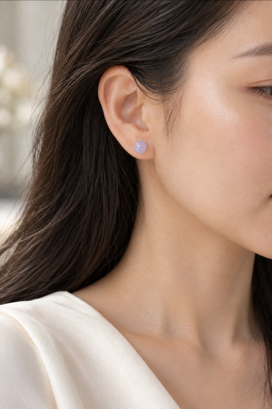 Lilac Dew Jadeite Earring Studs 紫露
