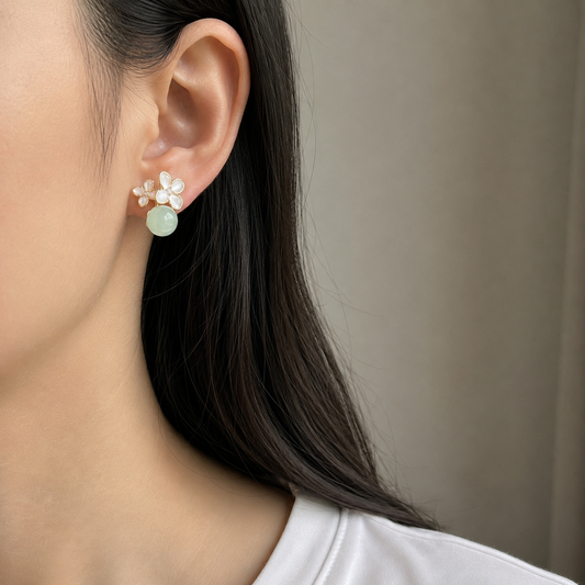 Moon-Kissed Bloom Earrings - Clear Stream 月吻花开 • 清溪