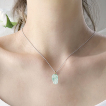 Load image into Gallery viewer, 13192 Icy Petite Colourless with Green Florals Jadeite Leaf Pendant
