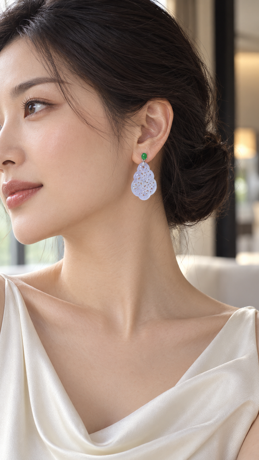 Violet Aura Jadeite Earrings 紫气东来