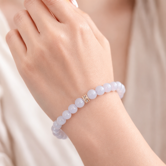 Petals of the Ethereal Garden 7mm Jadeite Bracelet 紫霞织梦