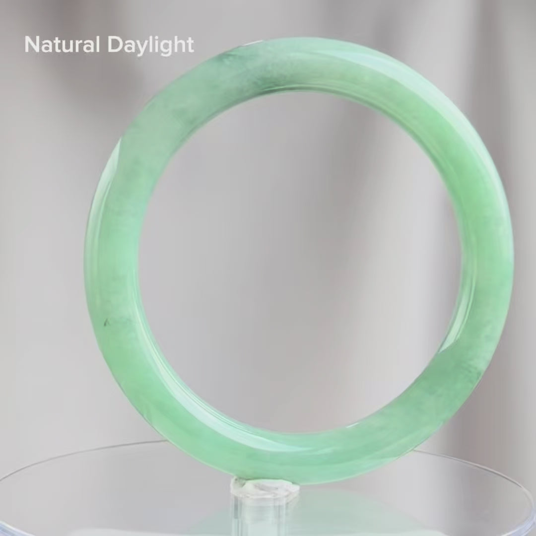 Aegean Sea Mist Jadeite Bangle 56.0mm 琴海轻雾