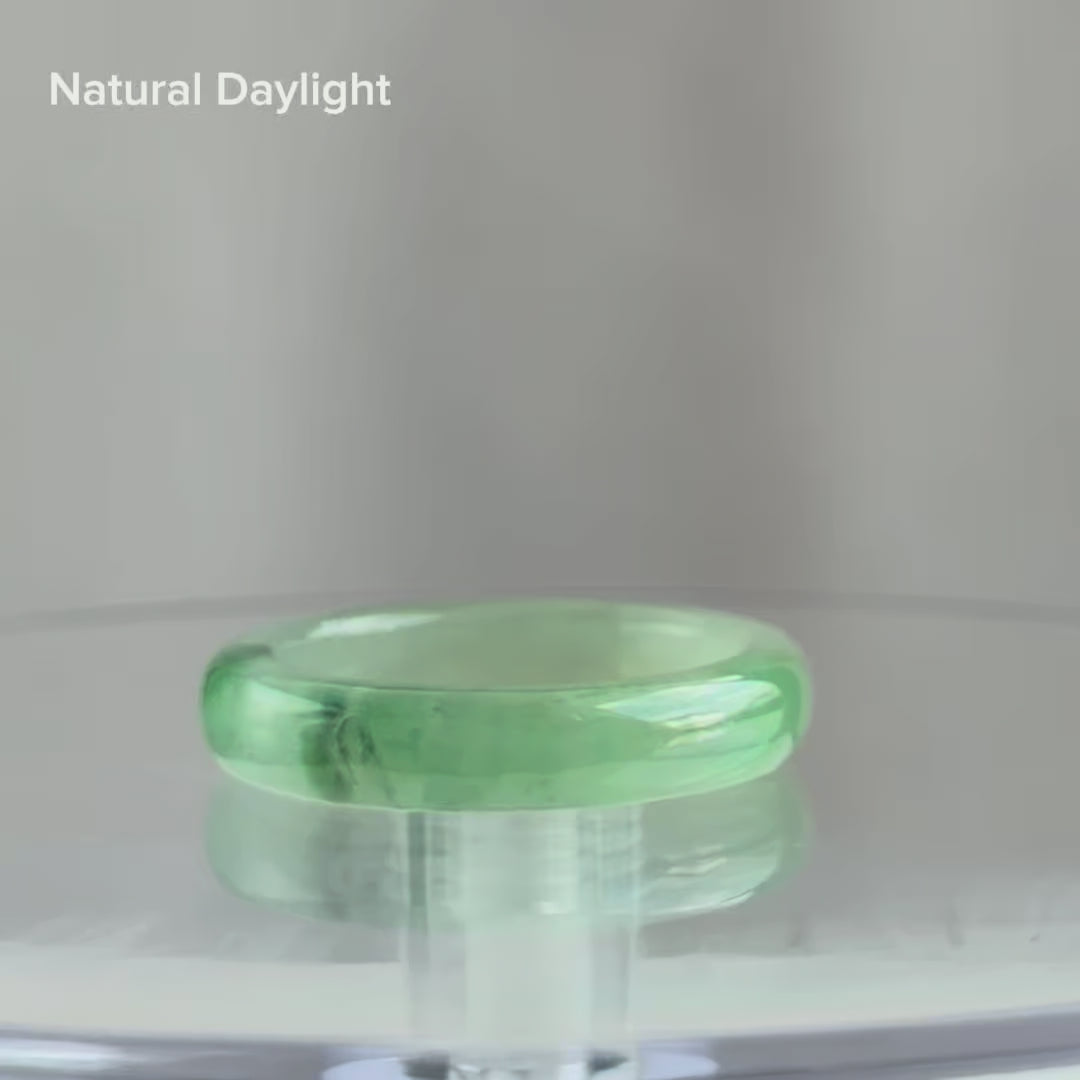 17.8mm Mossy Spring Jadeite Ring 苔春