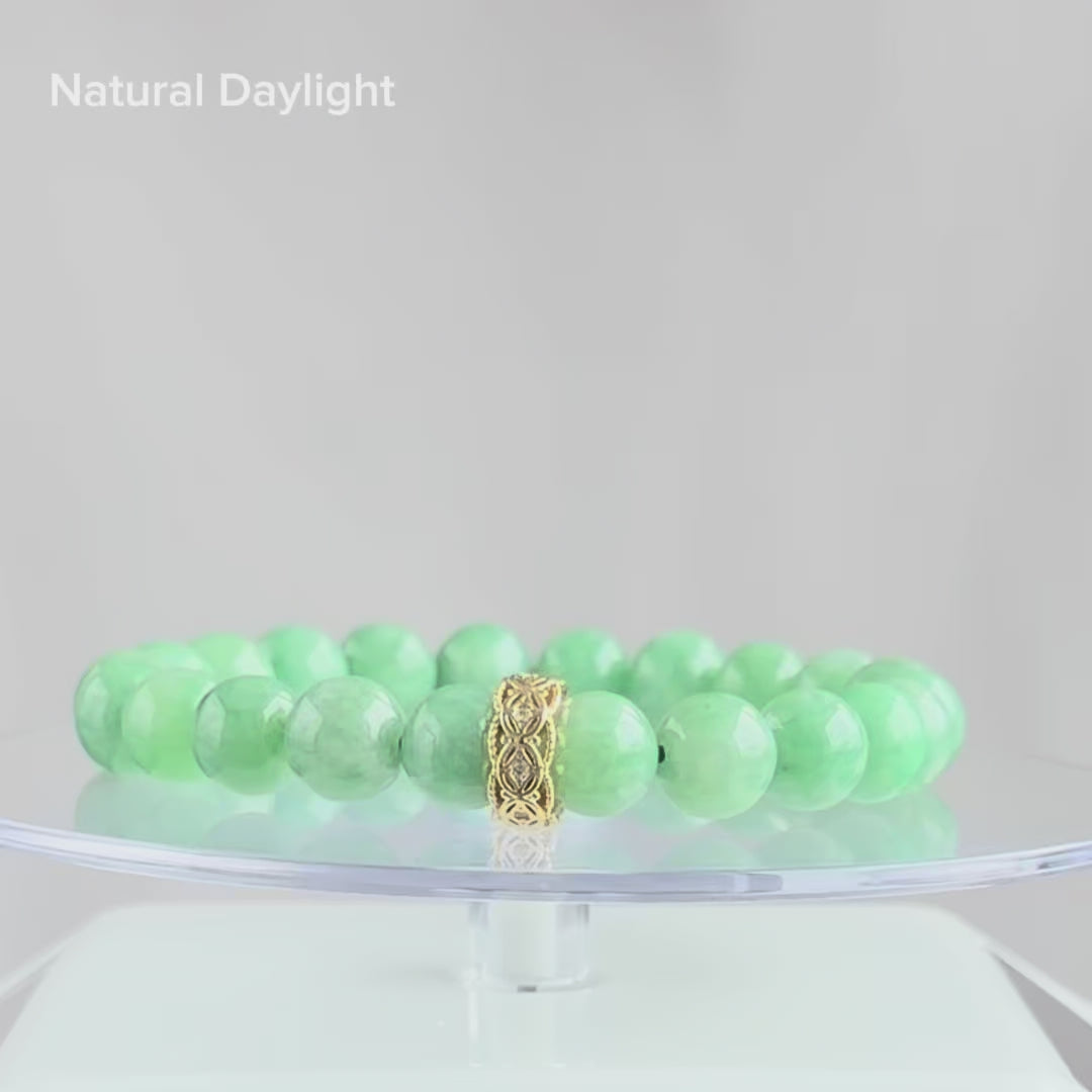 121388 Apple Green Type A Jadeite Beaded Bracelet