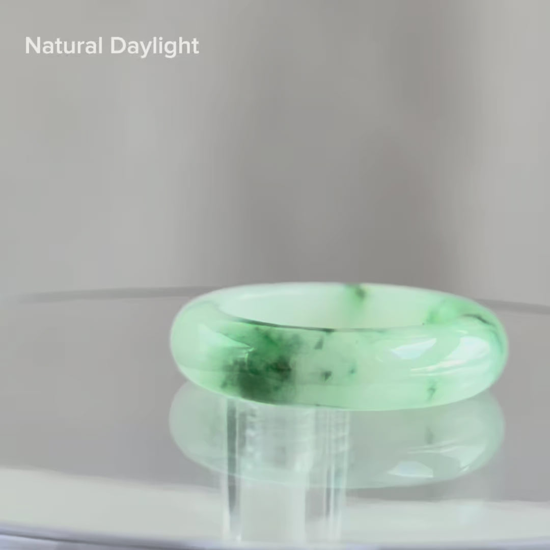 17.3mm Bamboo Dream Jadeite Ring 竹梦青烟