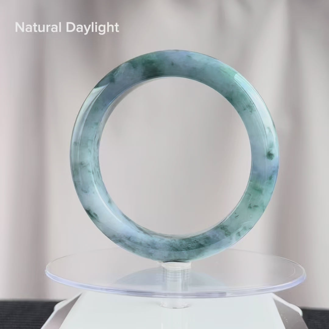 Lilac Mist over Emerald Hills Jadeite Bangle 54.9mm 紫霭青峦