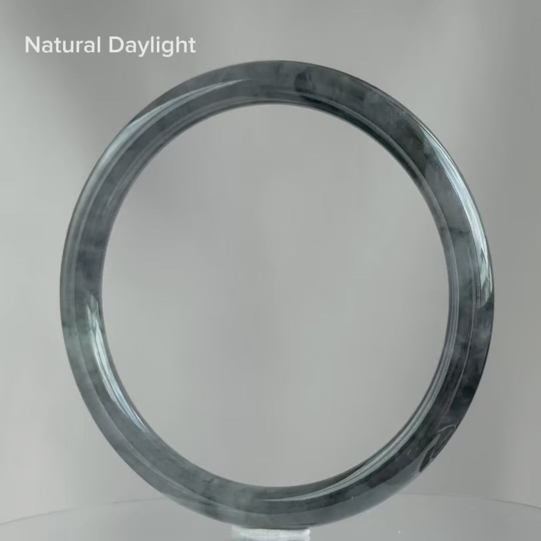 Ink Veil — Slim Jadeite Bangle 54.8mm 墨纱
