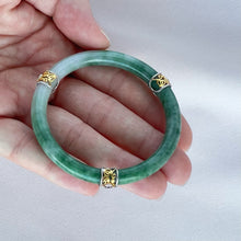 Load image into Gallery viewer, 70355 54.5mm Chantilly Lace Series Slim Cut Green Rounded Jadeite Bangle
