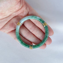 Load image into Gallery viewer, 70355 54.5mm Chantilly Lace Series Slim Cut Green Rounded Jadeite Bangle
