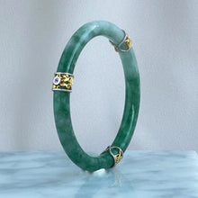 Load image into Gallery viewer, 70355 54.5mm Chantilly Lace Series Slim Cut Green Rounded Jadeite Bangle
