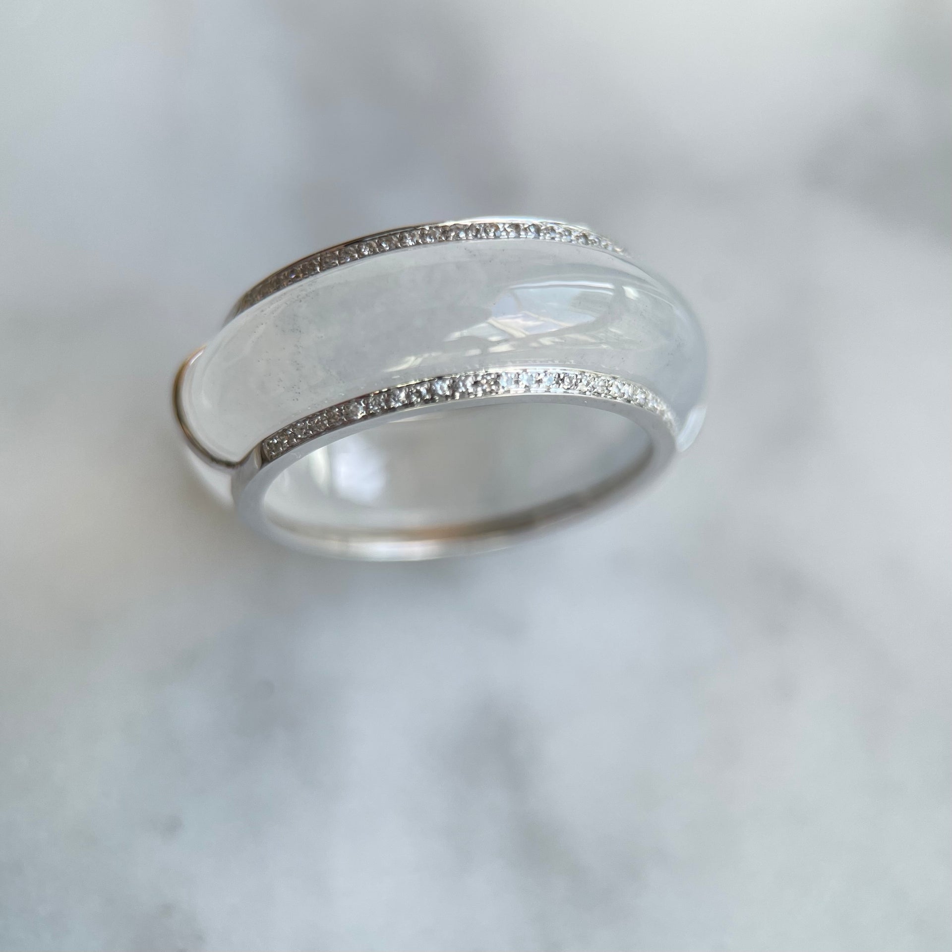 The Crown Icy White Jadeite Ring with 18K White Gold and Diamonds