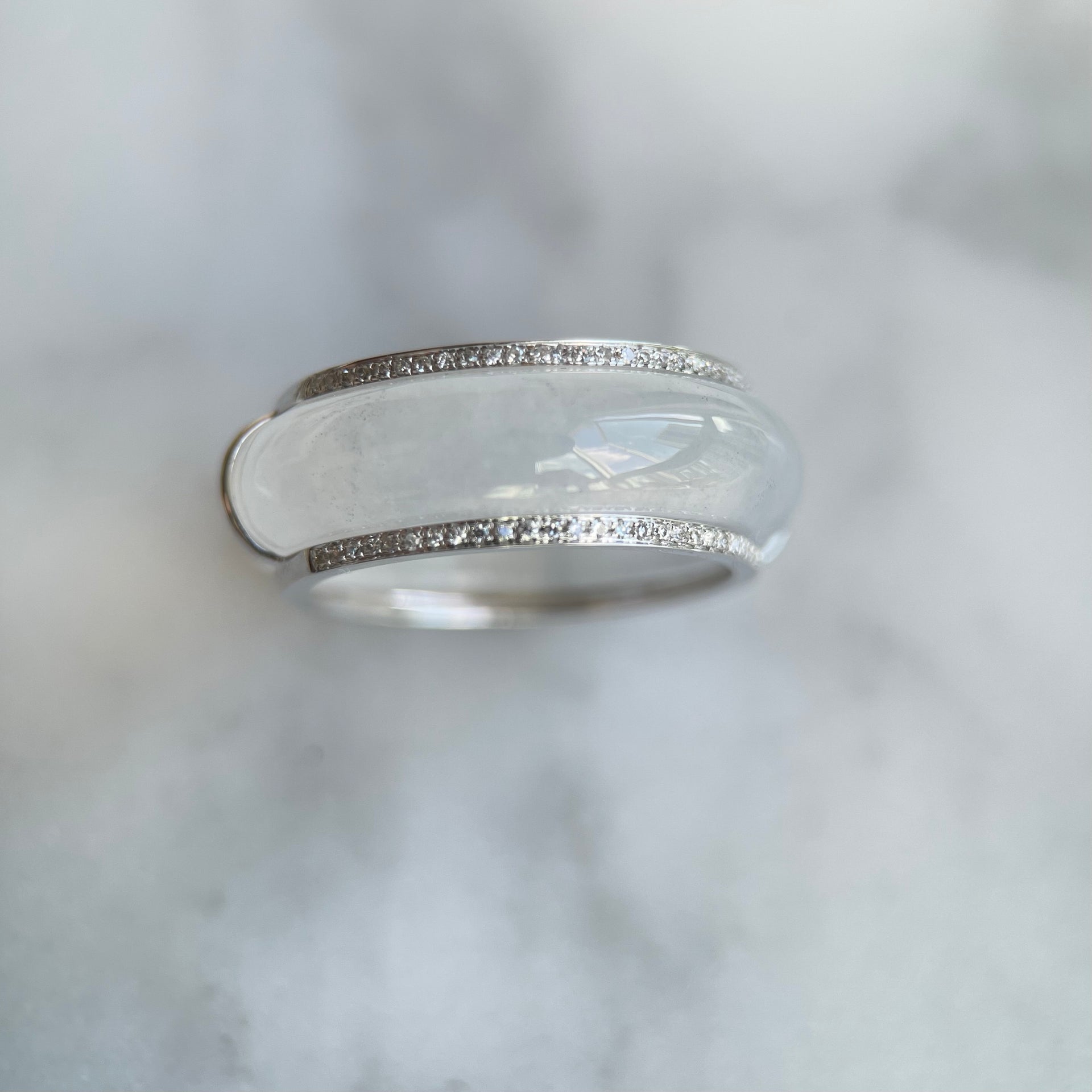 The Crown Icy White Jadeite Ring with 18K White Gold and Diamonds
