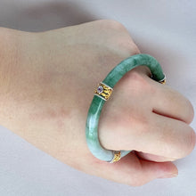 Load image into Gallery viewer, 70355 54.5mm Chantilly Lace Series Slim Cut Green Rounded Jadeite Bangle
